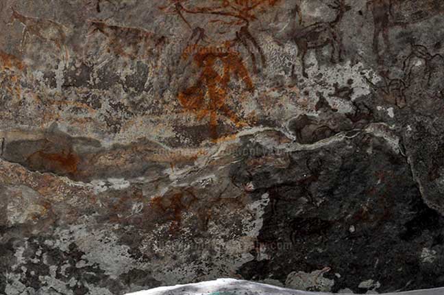 Archaeology- Bhimbetka Rock Shelters - Prehistoric Rock Painting- a Hunter aiming at a deer at Bhimbetka archaeological site by Anil Sharma Photography