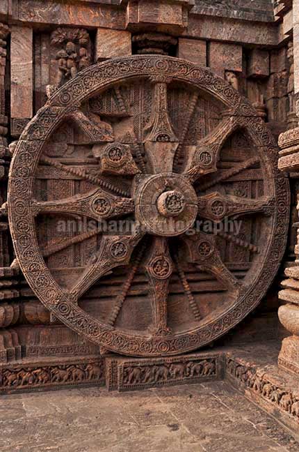 Monuments: Sun Temple Konark, Orissa (India) - One of the highly ornate carved wheels of Sun temple at Konark, Orissa, India. by Anil Sharma Photography