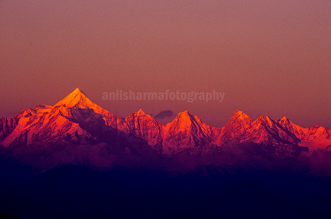 Nature-  Panchchuli Peaks - Pink color Panchchuli Peaks view from Munsyari at Uttarakhand, India. by Anil Sharma Photography