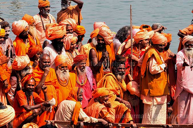 Culture- Naga Sadhu\u2019s (India) - A group of Naga Sadhu's in a Boat returning to their camps at Varanasi. by Anil Sharma Photography