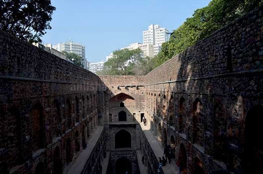 The historic “Agrasen Ki Baoli” or step well at Hailey Road, Connaught Place, New Delhi.a.