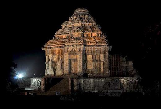 Monuments: Sun Temple Konark, Orissa (India) - The beauty of Sun temple in night at Konark, Orissa, India.
